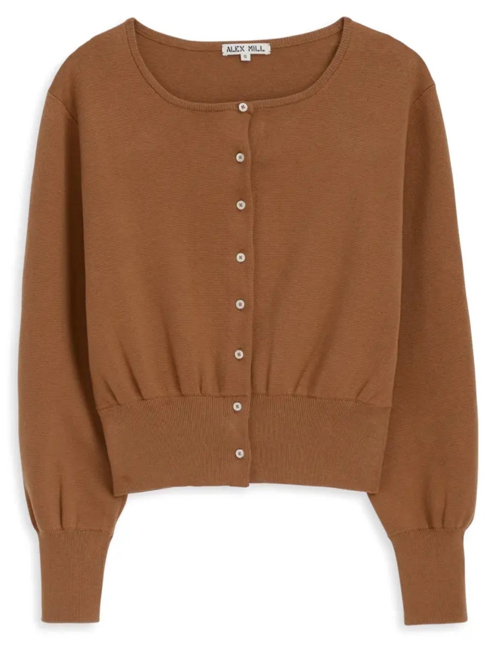Alex Mill Brown Cropped Cotton-Cashmere Button Cardigan